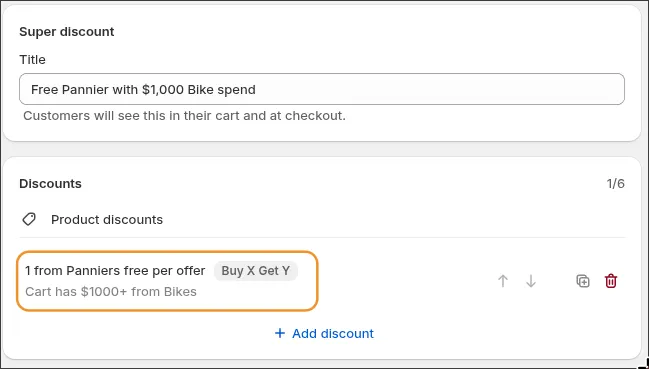 The deal summarized with a $1,000 spend minimum on Bikes