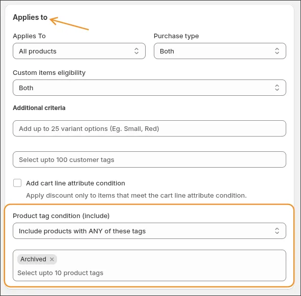 Include only products with certain tags in a Shopify discount